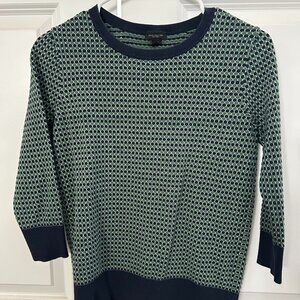 Ann Taylor Green & Navy Geometric Sweater – Size M